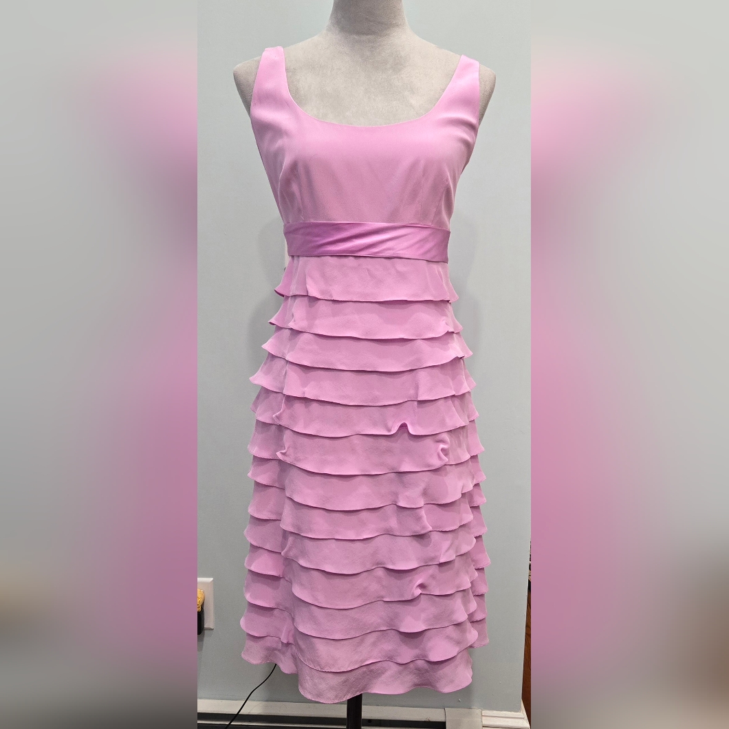 Kay Unger Ny 100% Silk Pink Layered Dress